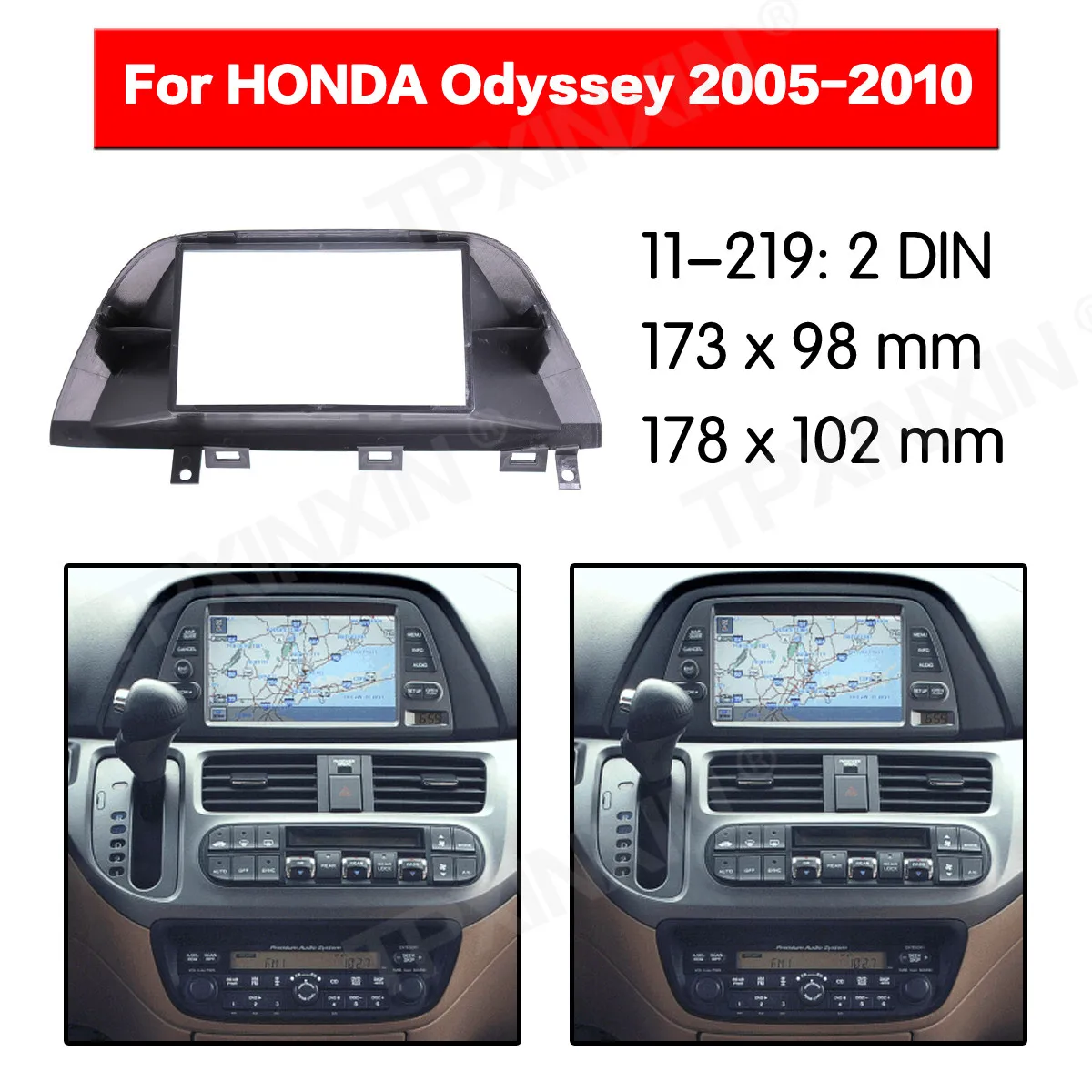 

11-219 Car Radio Fascia Panel for Honda Odyssey 2005-2010 Stereo Fascia Dash CD Trim Installation Kit