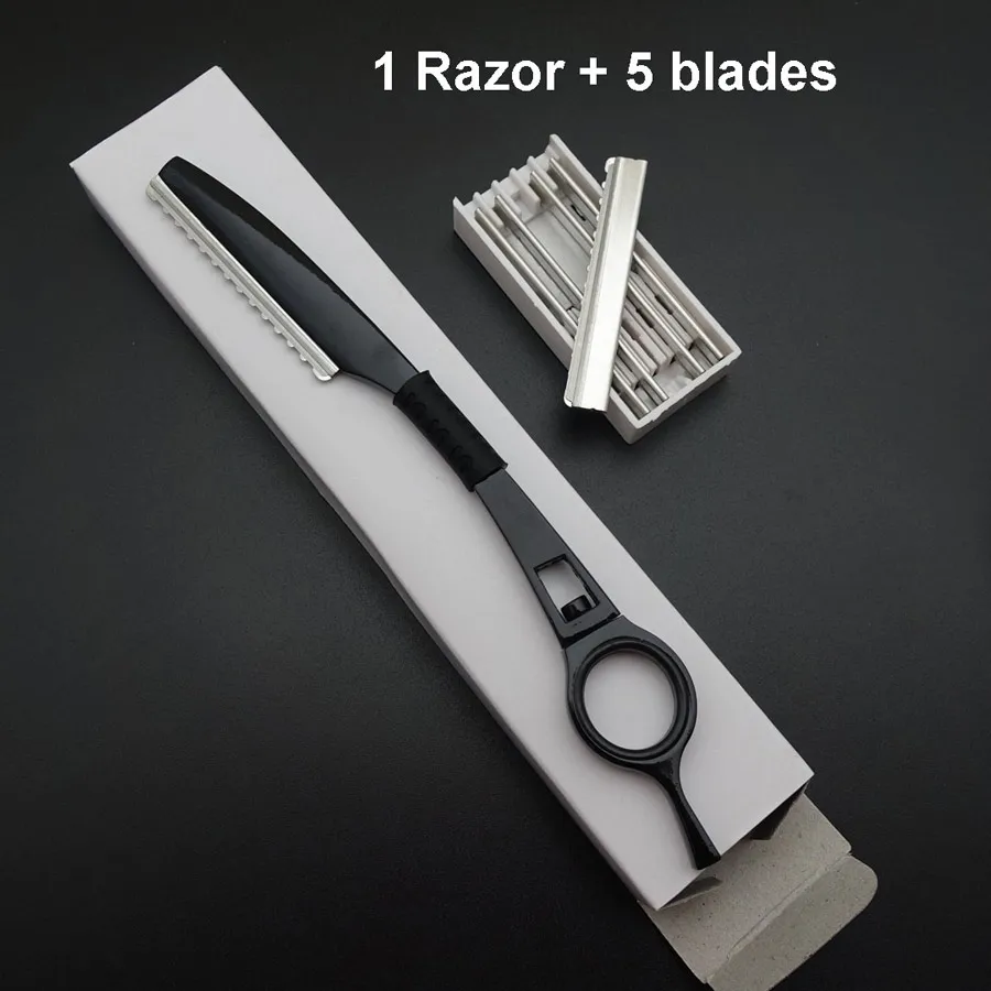 1 razor and 5 blades Филировочная расческа, Филировочная бритва, металл из нержавеющей стали, ручка вращается на 360 градусов - Цвет: 1 razor and 5 blades