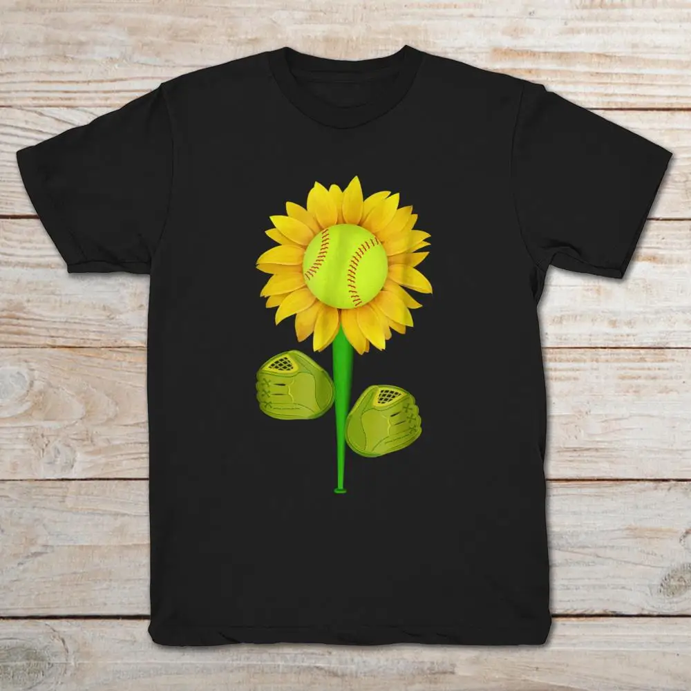 Бейсбол футболка с рисунком подсолнечника| |