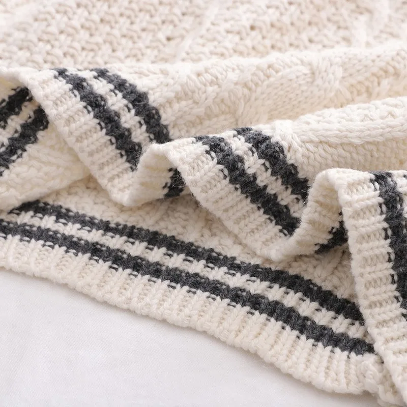 Женский кардиган в стиле преппи с V-образным вырезом свитера осенне-зимние