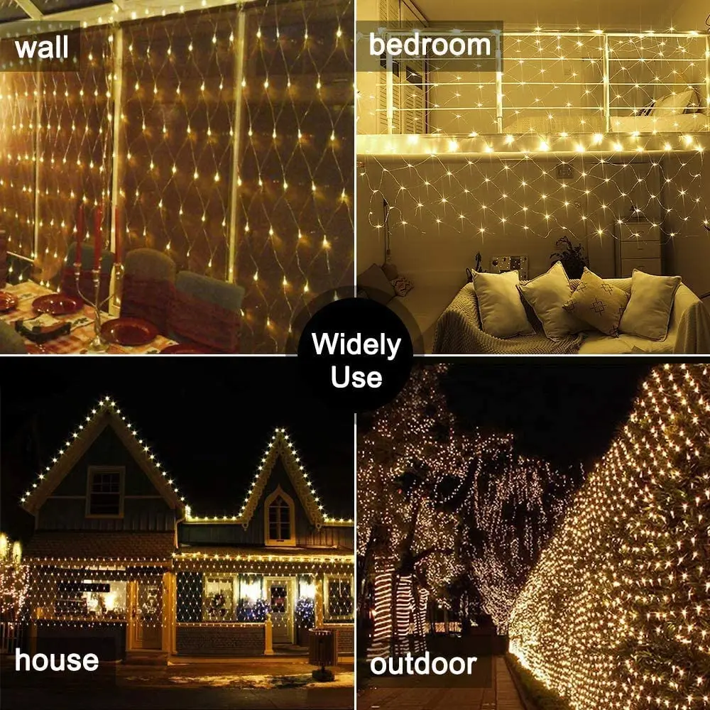 

2021 Net Curtain Fairy String Light Fishnet LED Light Christmas Party Wedding New Year Garland Outdoor Garden Decoration