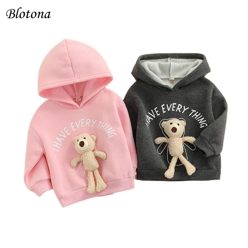 

Толстовка с капюшоном и мультяшным медведем для девочек 1-6 лет