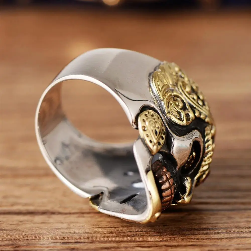 Крутое мужское стальное кольцо в готическом стиле панк Череп кристалл циркон