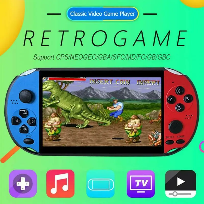 

X12 Portable 5.1 Inch Colorful Screen Retro Game Console 128Bit Handheld Game Host Machine with 2,000 Classic Built-in Games
