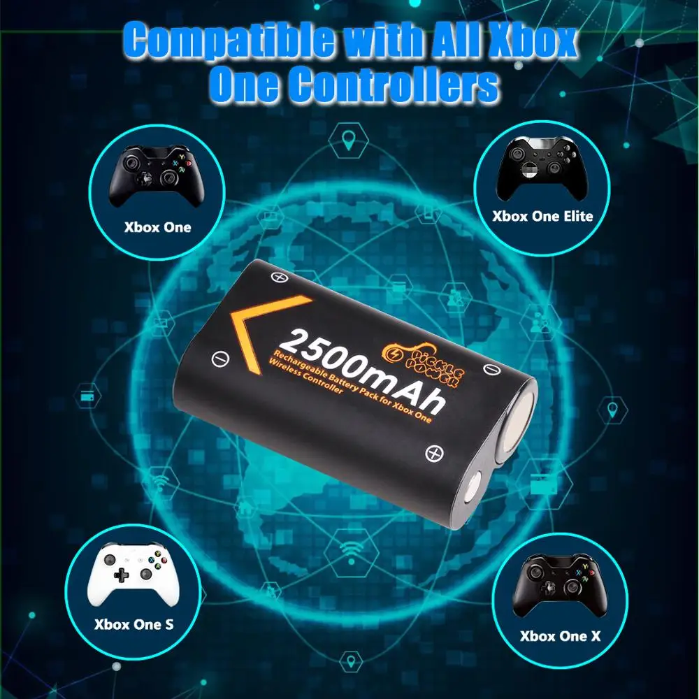 1 Сменный аккумулятор для Xbox One 2500 мАч + зарядное устройство с двумя USB и ЖК