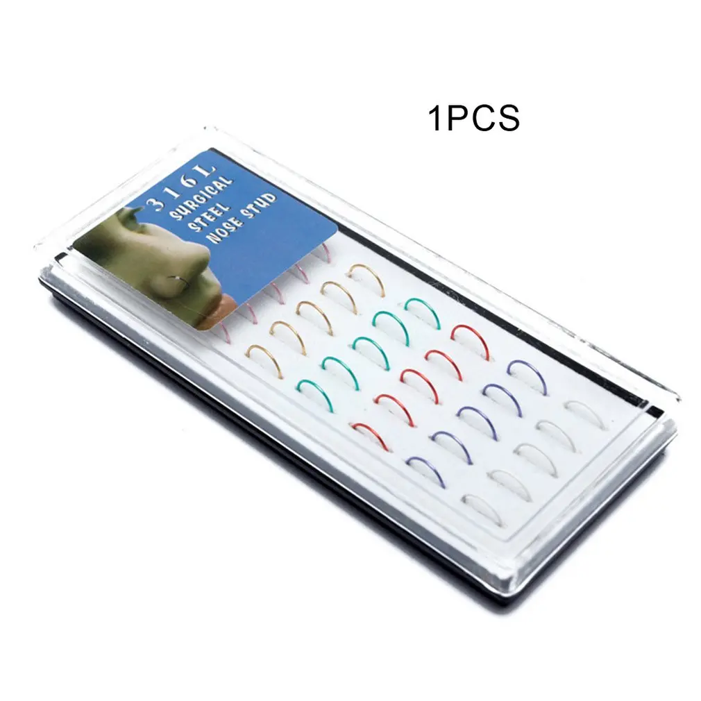 1pcs color Открытый круг кольцо из нержавеющей стали для носа гвозди носовые украшения для пирсинга из нержавеющей стали кольцо для носа - Окраска металла: 1pcs color