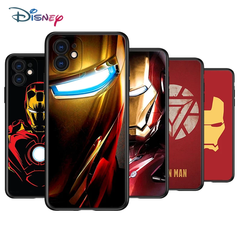 Marvel Iron Man Logo Phone Case For Apple iPhone 14 13 12 11 Pro Max Mini XS Max X XR 7 8 Plus 5S Silicone Black Shell