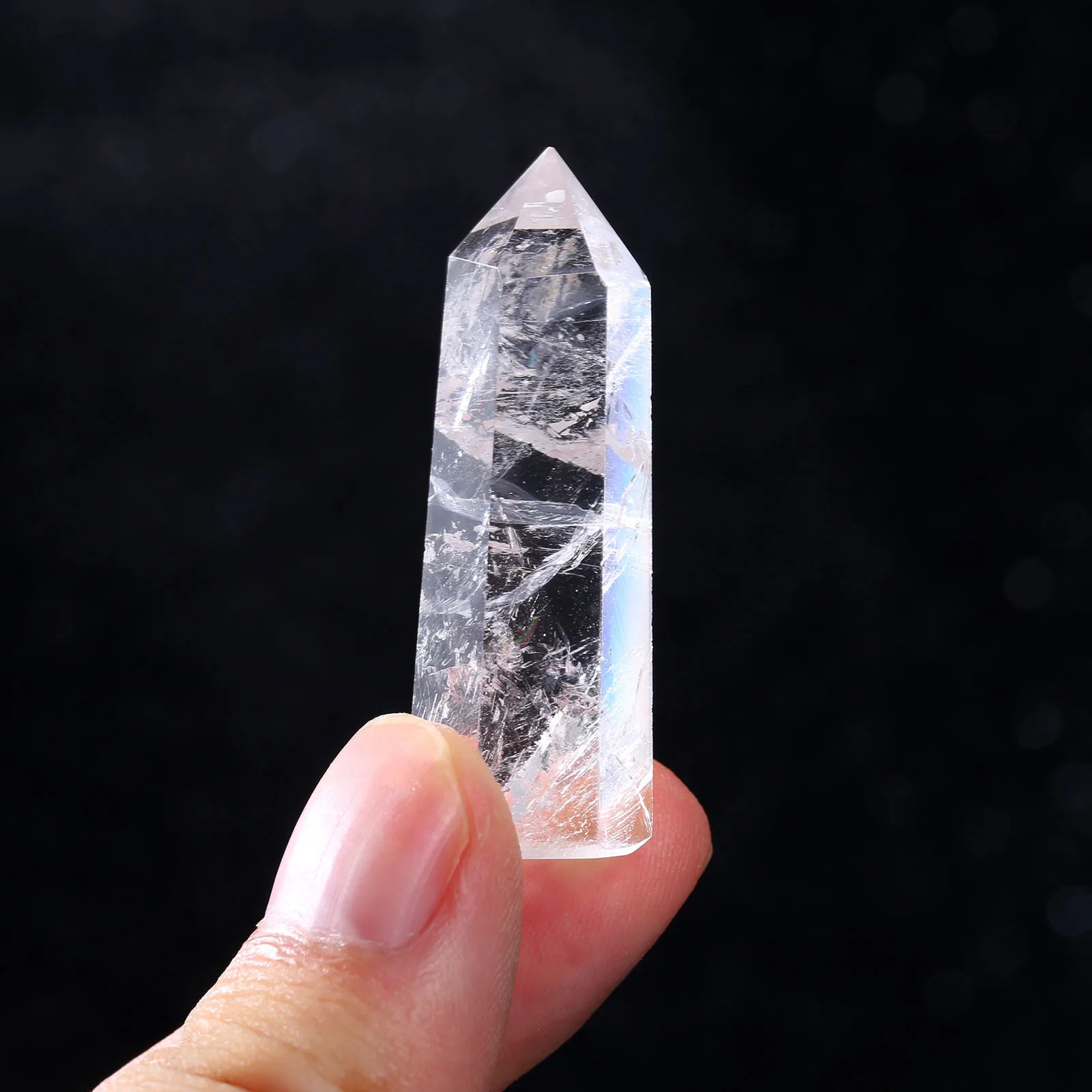 

Natural Crystal Clear Quartz Healing Amethyst Hexagonal Wand Point Obelisk Wand Stone Home Decor 7cm Crafts Energy Stone D0