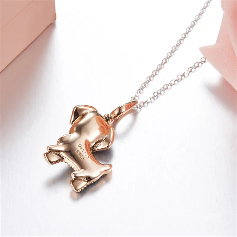 Ожерелье с подвеской в виде щенка из серебра 925 пробы под розовое золото |