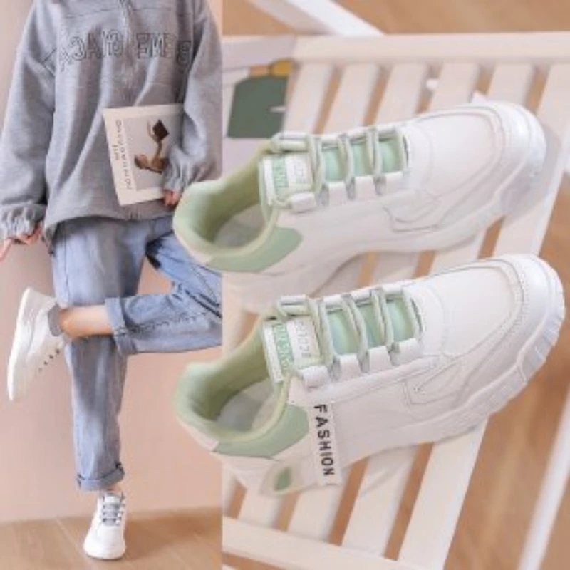

Spring fashion color matching small white shoes women sports casual round head flat shoe 2021 new sneaker