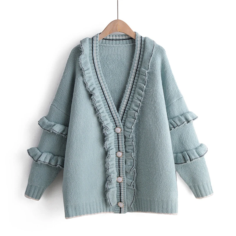 OMIKRON новый женский длинный свитер кардиганы вязаные жакеты гофрированные