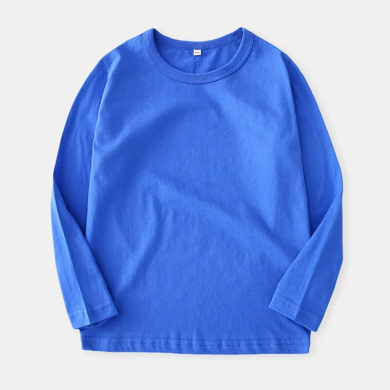 

2021 summer solid color casual round neck children's clothing top bottoming shirt children long-sleeved t-shirt TZ74
