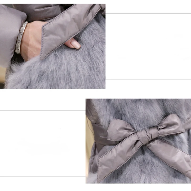 Женская зимняя куртка Новое поступление 2020 облегающее теплое пальто из кроличьего меха Длинная Элегантная
