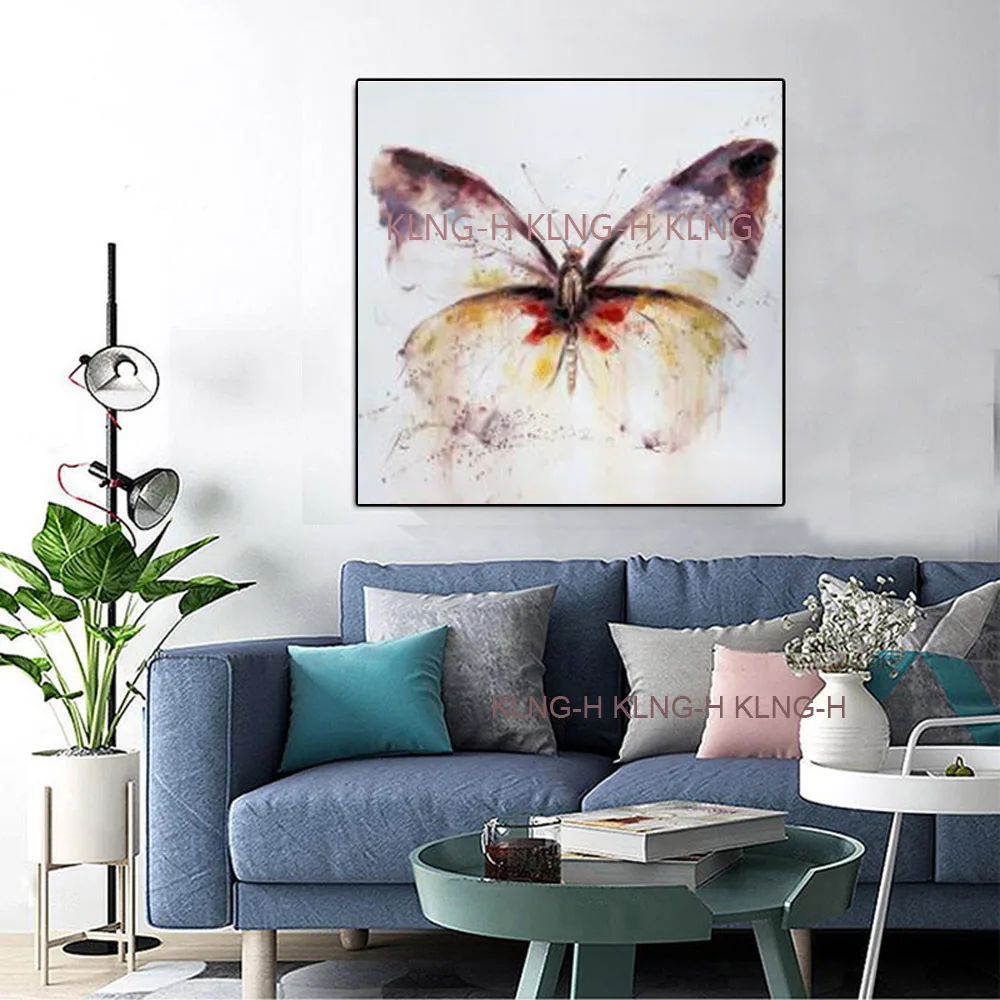 

Gran venta de pintura al leo de alta calidad sobre lienzo pinturas de mariposas moradas arte de pared decoracin del hogar para