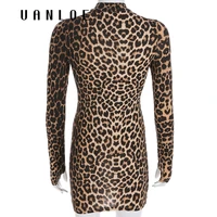 women sexy bodycon leopard dress autumn winter o neck long sleeve dress 2018 party clubwear empire mini dresses vestidos