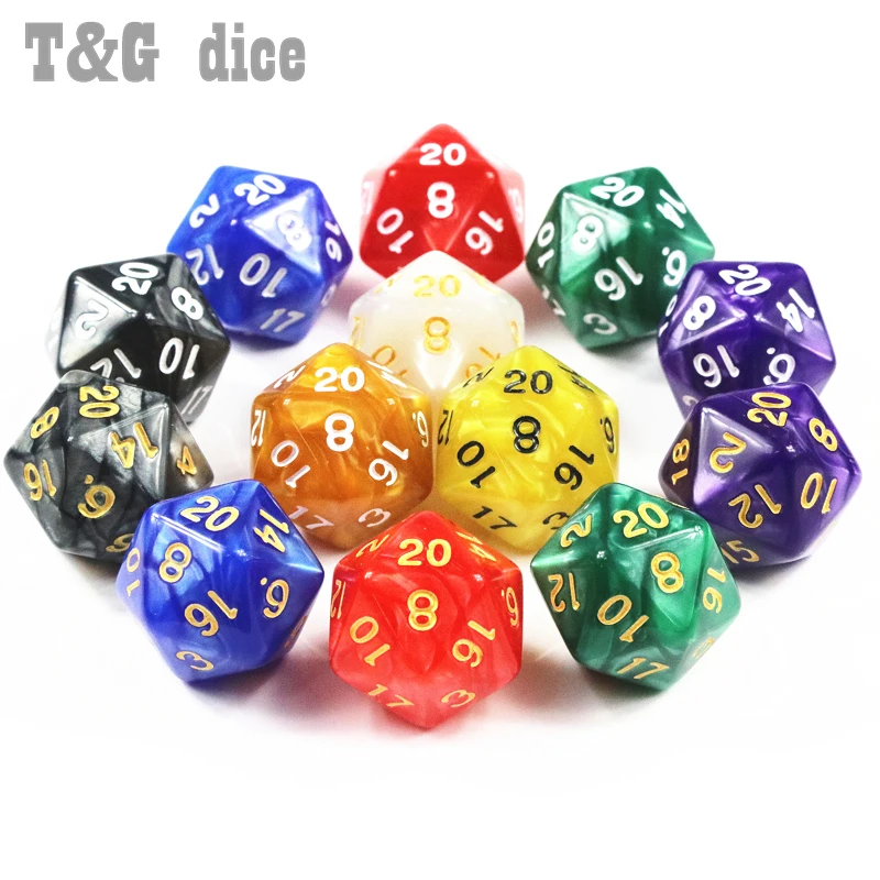 10 шт./партия совершенно новые D20 игральные кости для ролевых игр DnD 20-сторонние