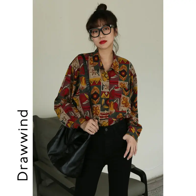 

Блузка женская свободного покроя с квадратным воротником, весна-осень