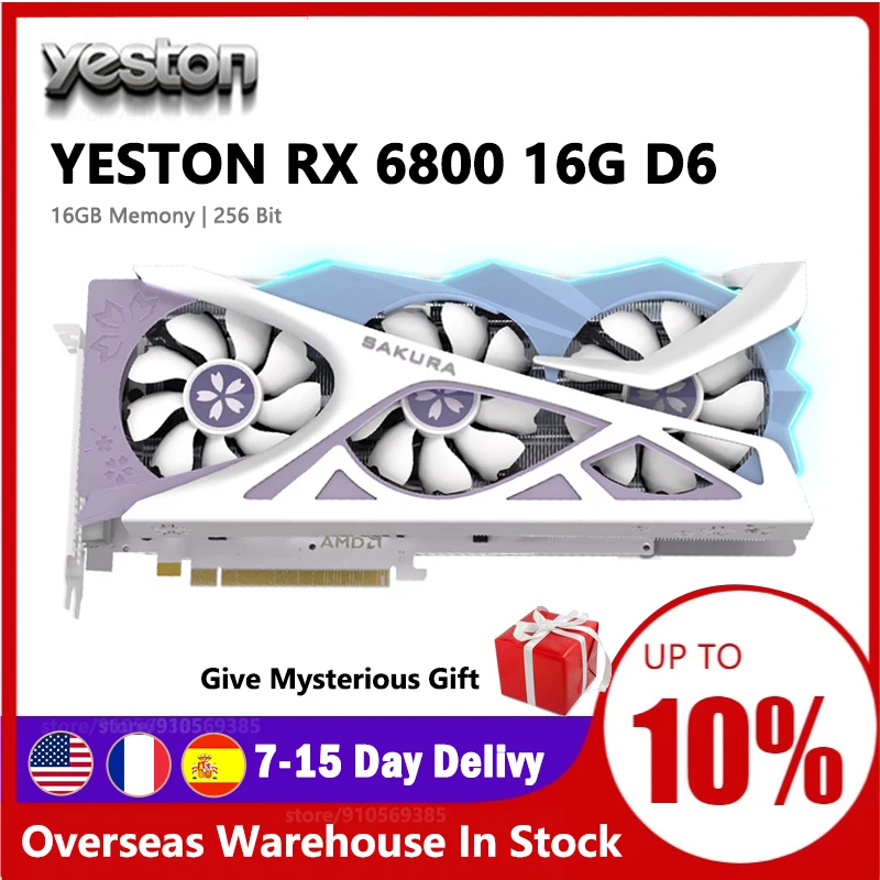 Видеокарта Yeston RX6800XT 16 ГБ D6 7 нм 2065-2310 МГц ГБ/4 0 бит/GDDR6 PCI-Express 3 * DP + HDMI - Цена: 172631.8