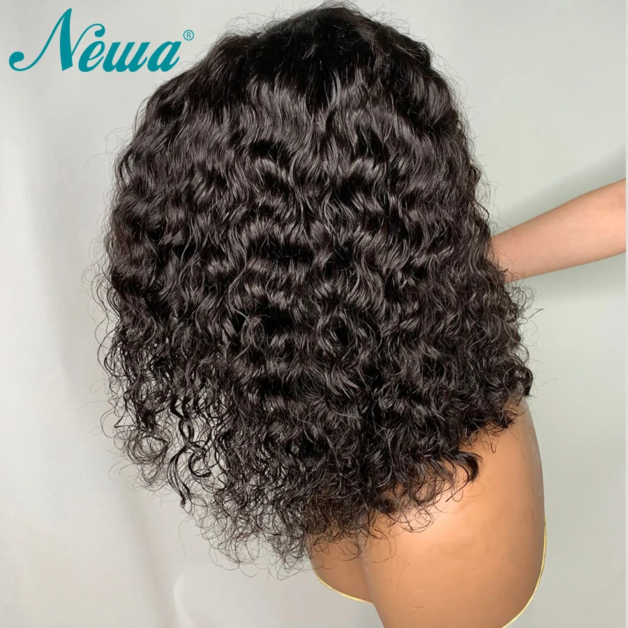 NYUWA Короткие вьющиеся человеческие волосы парики Волосы remy 13x6 Синтетические волосы на кружеве человеческих волос парики с детскими волосами предварительно вырезанные для черный Для женщин