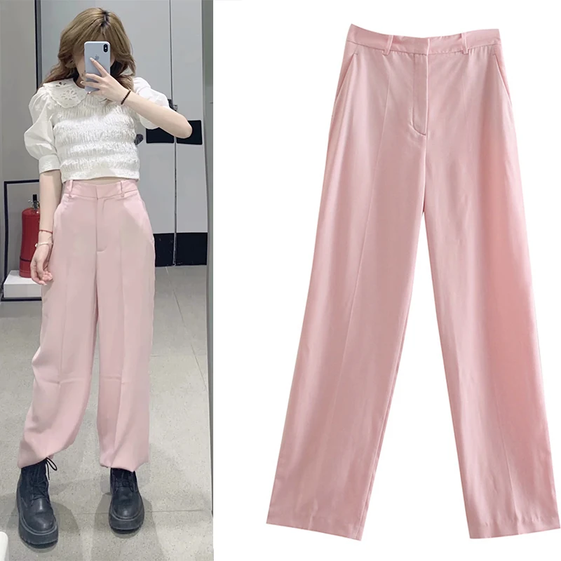 

WESAY JESI 2021 Spring New Women's Suit Trouser Suit Fashion Temperament Mid-waist Solid Color Wild Straight Ladies Pants