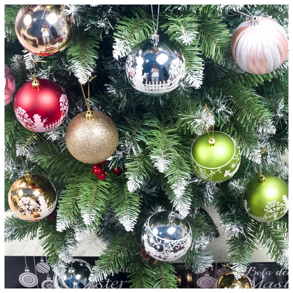 

12pcs 8cm christmas balls drawing ball bauble hanging ornament decorations for home christmas decorations gift pendants supplies