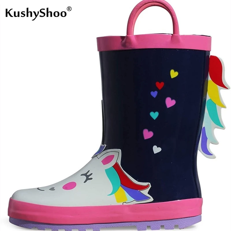 

KushyShoo Rain Boots Kids Toddler Outdoor Waterproof 3D Flamingo Printing Children's Rubber Boots Water Boots Kalosze Dla Dzieci
