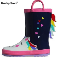 kushyshoo rain boots kids toddler outdoor waterproof 3d flamingo printing childrens rubber boots water boots kalosze dla dzieci