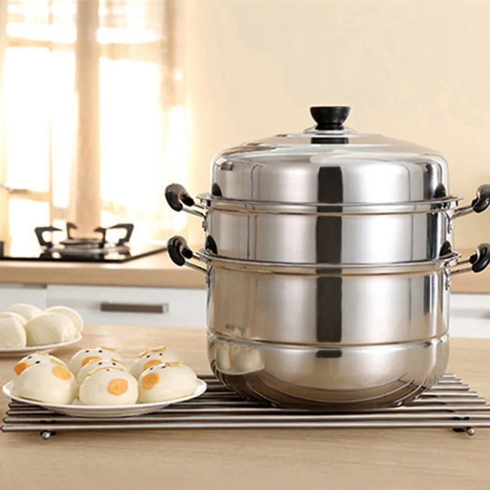 

Stainless Steel Three-layer Thick Steamer Multifunction Soup Steam Pot Universal Cooking Pots for Induction Cooker Gas Stove (28