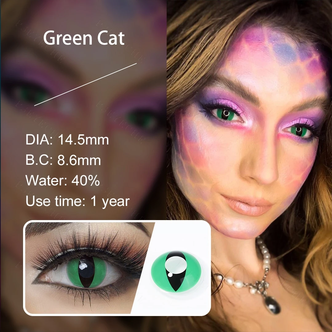 Контактные линзы для косплея по мотивам аниме кошачий глаз белые цветные
