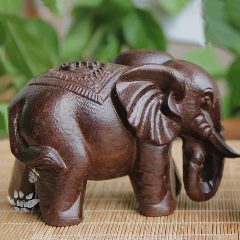 Деревянная резная мини статуя животных из натурального дерева ручной работы