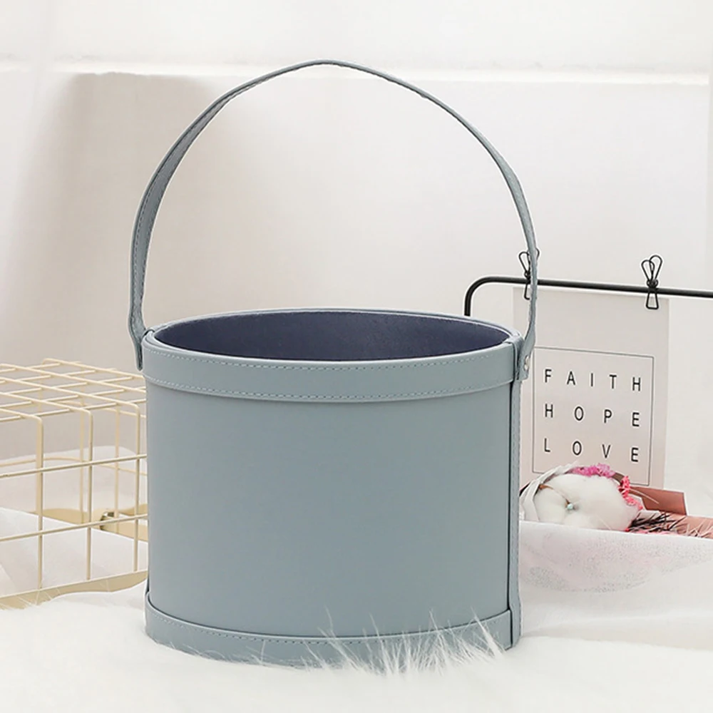 Круглые Кожаные подарочные упаковочные коробки для цветов свадебной вечеринки