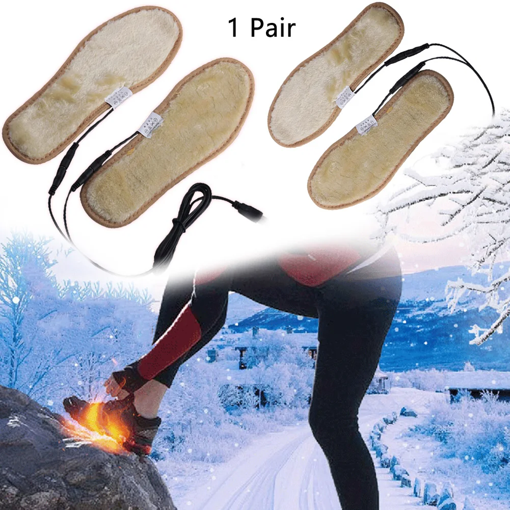 1 пара стелька с электрическим подогревом для прогулок пеших теплые мягкие