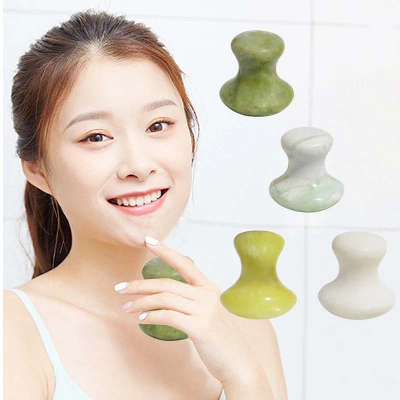 Массажер для лица Gua Sha Board натуральный розовый кварц нефритовый гриб массажный