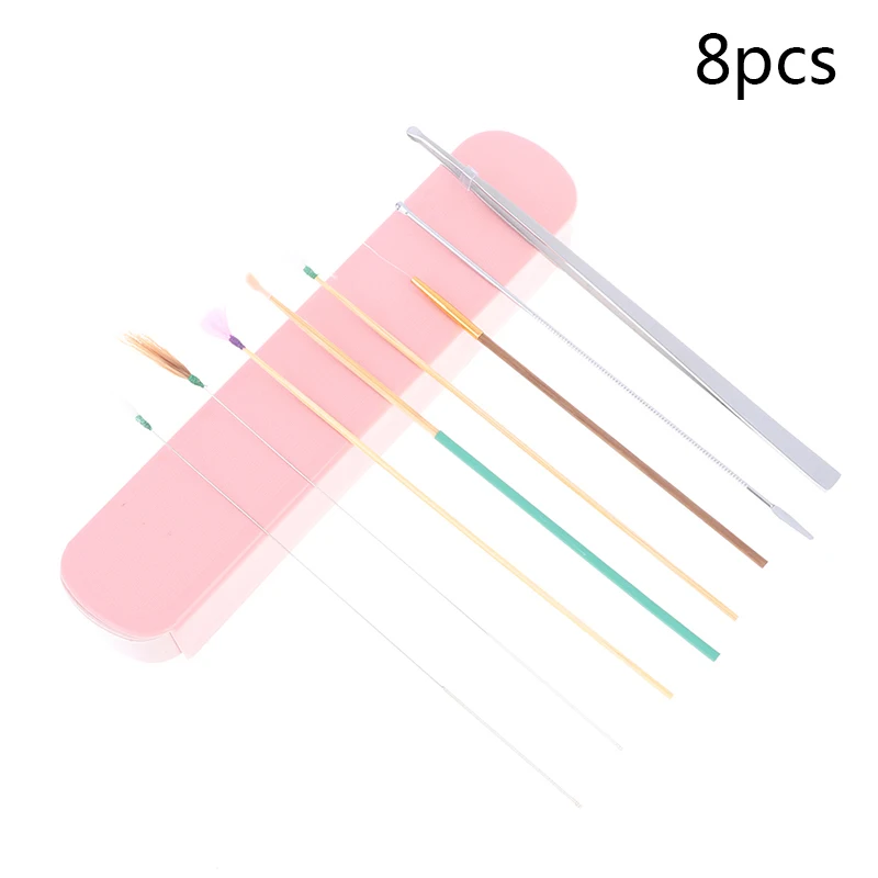 8pcs/box Ear Wax Pickers Set Ear Cleaner Spoon Wax Remover Removal Ear Cleaning Tool Goose Feather Stick Ear Picking Forceps