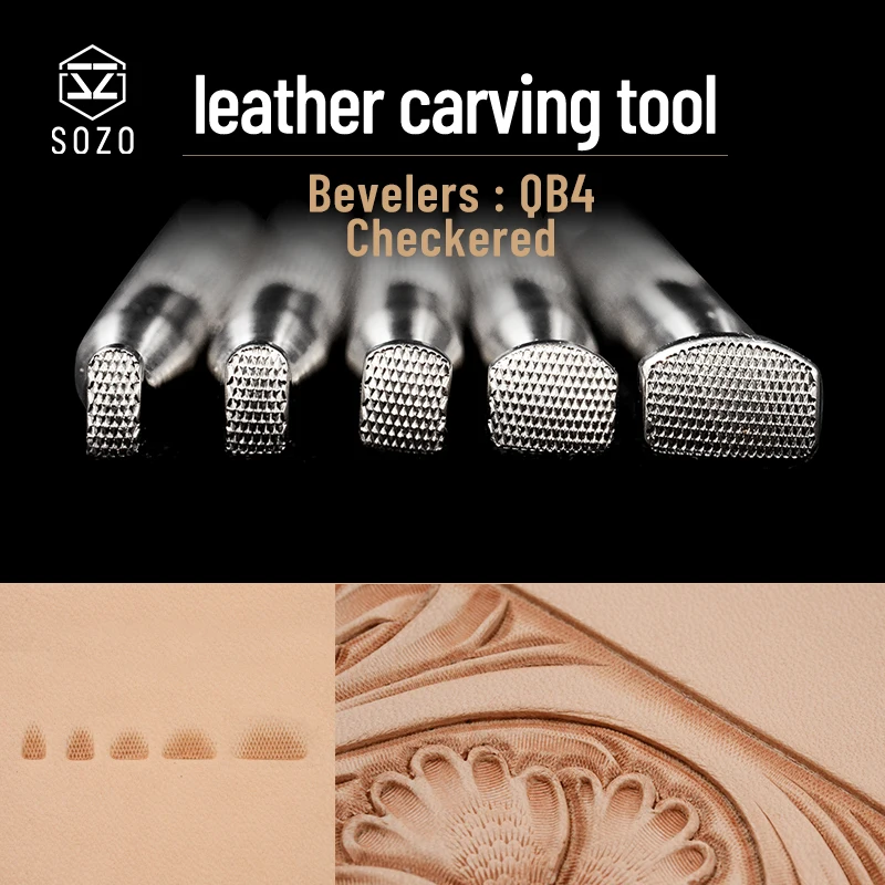 SOZO QB4 Leather Work Stamping Tool Eevelers Checkered Sheridan Saddle Make Carving Pattern 304 Stainless Steel Stamps