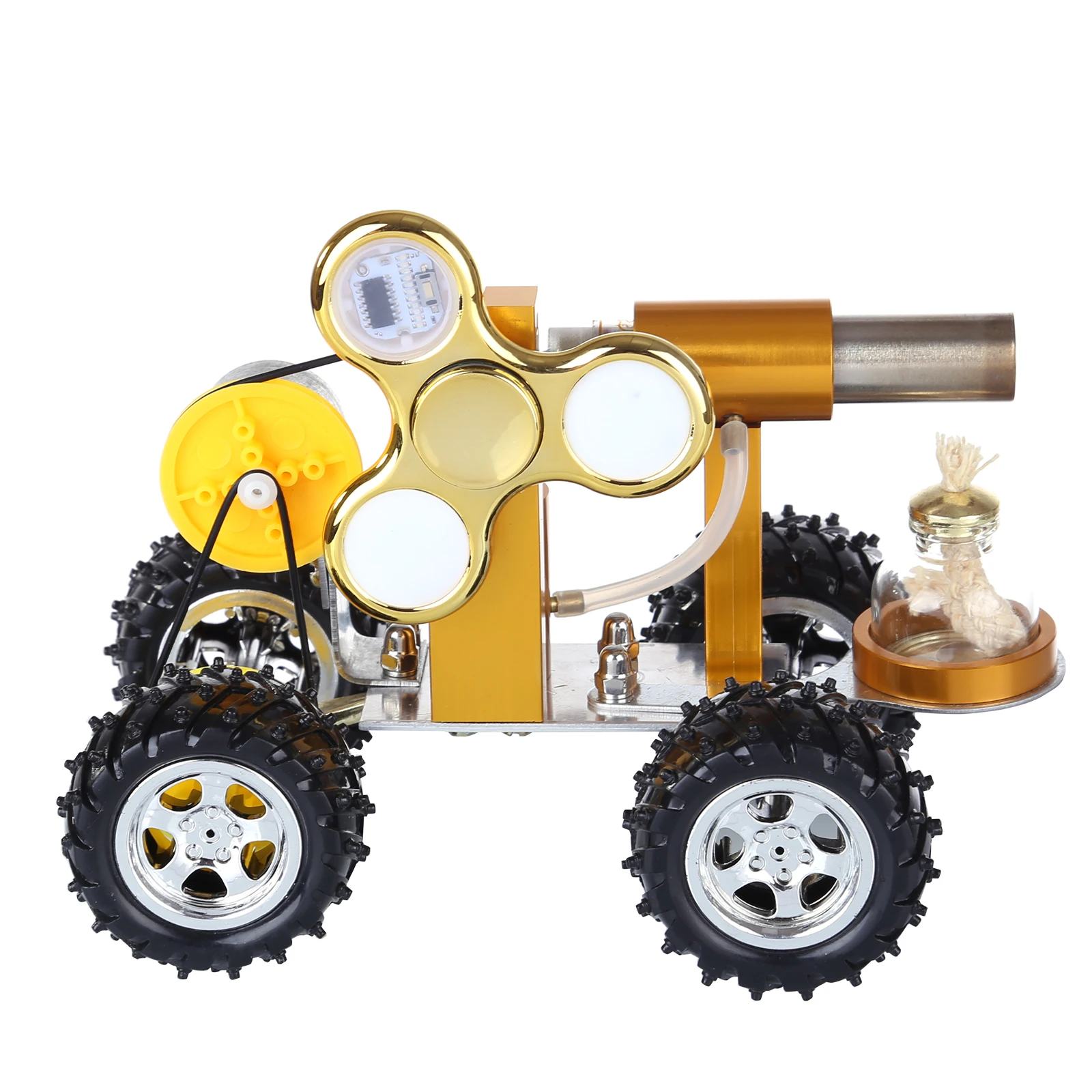 

L-Shaped Stirling Engine Car Model Steam Science Experiment Educational Toy With Luminous Gyroscope For Children Educational Toy
