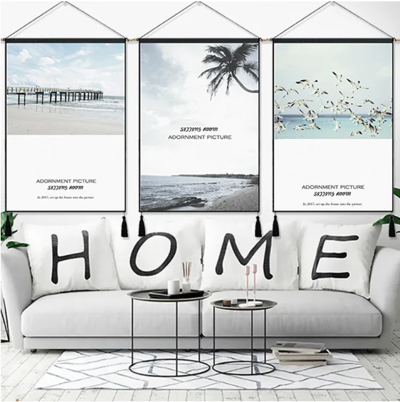 Жизнь путешествия к морю винтажная ткань хлопок линия живопись плакат домашний