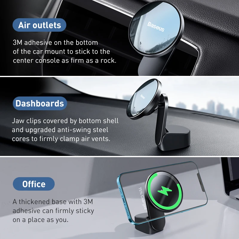 baseus magnetic car phone holder for iphone 12 pro max phone holder fast wireless charger for car air vent mount holder stand free global shipping