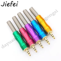 1pcs 5color high quality 3 5mm plug connector stereo metal 3poles 3 5 plug jack adapter with spring solder wire terminals