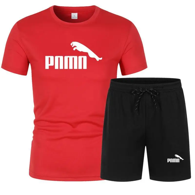 

2021 New fashion T-shirt suit brand summer men's track suit suit daily outing running breathable sports men's large size s-4xL