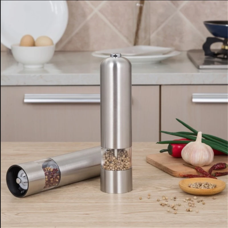 Электрическая мельница для соли и перца с батарейным питанием из нержавеющей