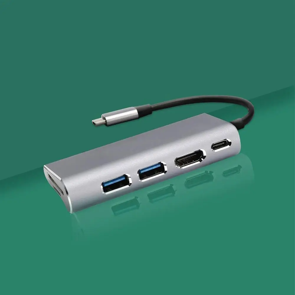 

USB C Hub, 5-in-1 USB C Adapter, with 4K USB C to HDMI, SD and microSD Card Reader, USB 3.0 Ports, for MacBook, iPad, Pixelbook