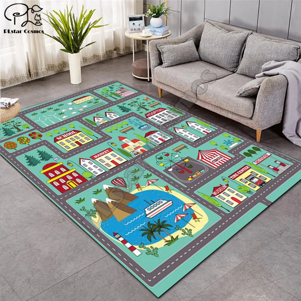 

Crawling mat Fantasy fairy Cartoon Kids Play Mat Board Game mat map Large Carpet for Living Room Cartoon Planet Rugs Maze -12