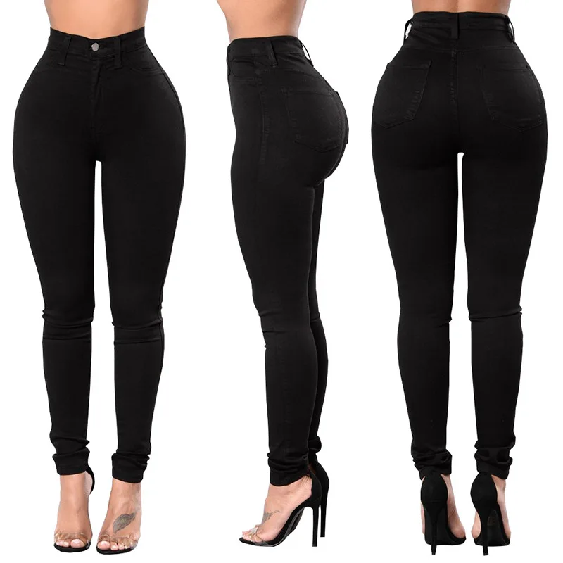 

Jeans Women's New High Waist Slim Hip Jeans Women's Solid Color Casual Women's Pants