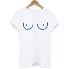 Женская футболка с принтом груди, Повседневная футболка с коротким рукавом, забавная Футболка Harajuku для женщин, лето 2021