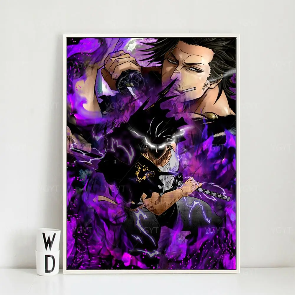 Настенные картины с изображением черного клевера Модульная картина HD плакаты