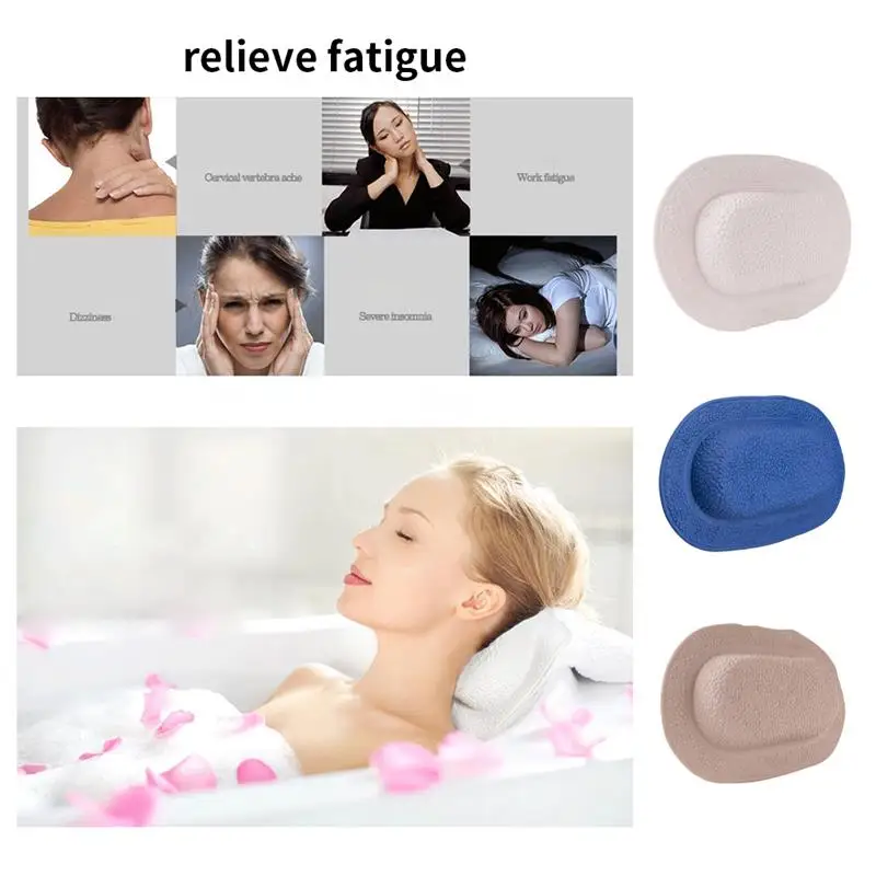

Bathroom Bathtub Soft Bath Pillow Sponge Relaxing Headrest Waterproof Cushion With Suction Cups Bath Pillow With Suction Cups