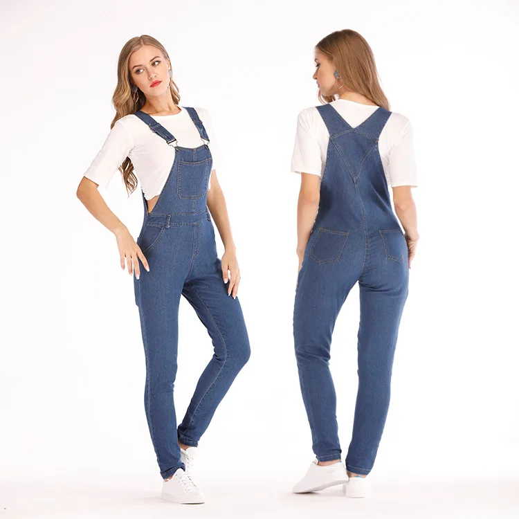 

Fashion Women Ladies Baggy Denim Cross Border Special Jeans Bib Full Length Overall Solid Loose Causal Jumpsuit Hot Suspender