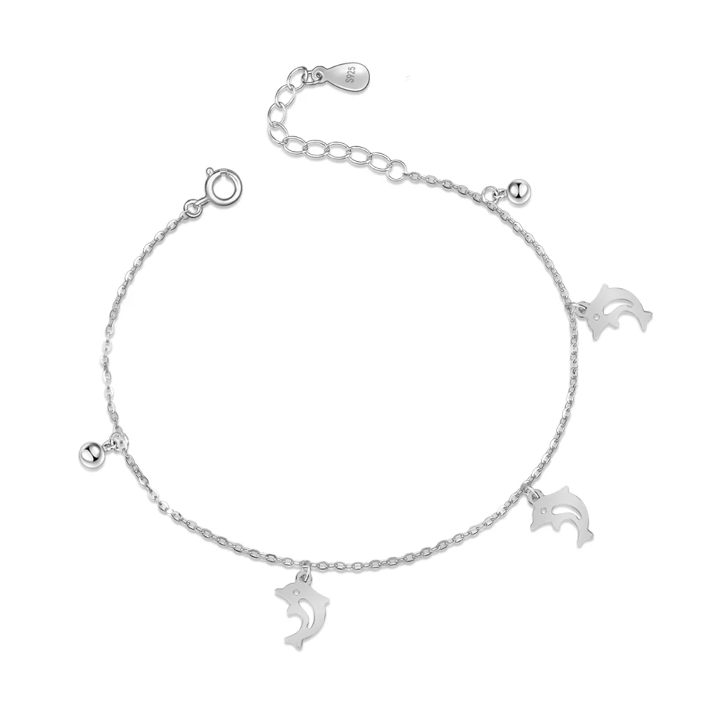 Браслеты для ног женские из серебра 925 пробы анклеты с дельфином милые Простые