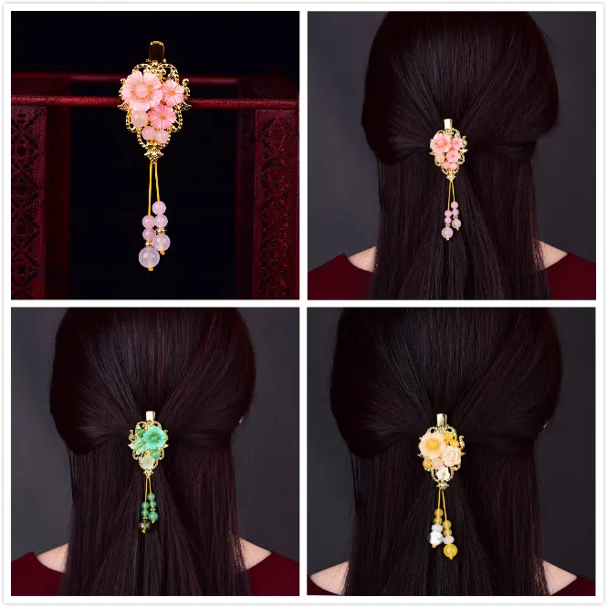 20MM Various Colours Crystal Synthetic Flower Hairpins Korean Personal Coloured Glaze Pendant Headwear Woman Hair Jewelry